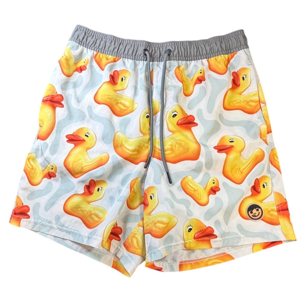 Neff Mens Rubber Ducky Print Swim Trunks Board Shorts Grey Blue Large K2